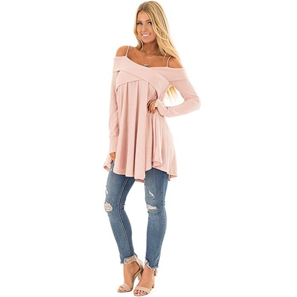 ⭐️HP⭐️GIA Womens Knit Cut Out Shoulder Blouse🌸 - Picture 4 of 4